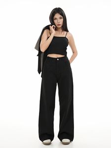 Wholesale Custom Made <strong>Plus</strong> <strong>Size</strong> Winter Wear Cargo <strong>Pants</strong> for Women Loose Fit Washed Black Cargo Trousers - Product Image 2