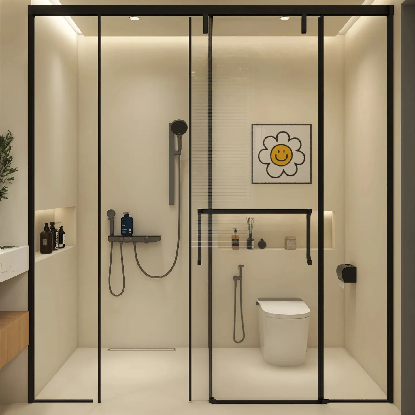 आधुनिक बाथरूम सरल शॉवर ग्लास केबिन स्नान पोर्टेबल स्टीम हैंडल ग्लास दरवाजा पुल हाथ स्लाइडिंग शॉवर रूम