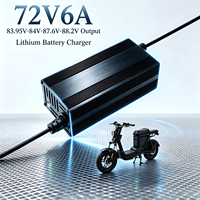 Pengisi Daya Lithium Cerdas Berkualitas Tinggi 72V6A Pengisi Daya Baterai LiFePO4 84V87.6V88.2V untuk Sepeda Motor Listrik Mesin Pembersih Lantai