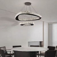 Lustre en cristal de designer pour salon de villa italienne, idéal pour plafonds hauts de duplex, salle à manger, comptoir de bar, hall de luxe, suspension en cristal