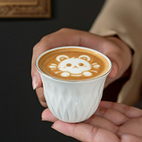 Offre Spéciale – Coffret Cadeau de Luxe de 6 Tasses à Café/Espresso en Céramique et Porcelaine Blanches à Bord Doré, Petite Capacité (70 ml)