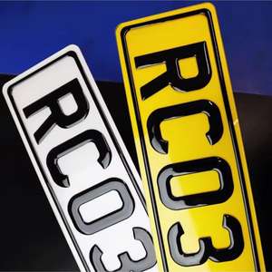 Letras de gel 3D y dígitos acrílicos 4D, matrícula de coche acrílica en blanco del Reino Unido, placa de matrícula acrílica y películas reflectantes amarillas y blancas - Product Image 2