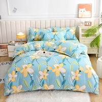 Ensemble de draps de lit en polyester floral 4 pièces, design romantique pour la chambre à coucher, literie imprimée de qualité