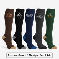 Chaussettes de sport antidérapantes en coton côtelé, hauteur genou, avec logo imprimé vertical personnalisé et blocs de couleur, pour Pilates et Barre, OEM
