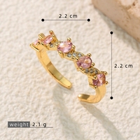 6 Model Cincin Zirkonia Kubik Warna-warni untuk Wanita, Lapisan Emas, Geometris, Kupu-kupu, Bunga, Cincin Jari Wanita, Perhiasan, Cincin Terbuka