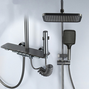 Tasti di pianoforte grigio pistola moderno bagno termostatico <span class=keywords><strong>doccia</strong></span> Set a parete bagno <span class=keywords><strong>doccia</strong></span> a pioggia Set - Product Image 1