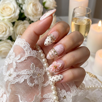 Faux Ongles à Presser en Gros, 30 Pièces, Style Baroque de Luxe, Strass Floraux 3D, Personnalisables, Réutilisables, Style Ins, avec Colle, Kits de Pointes en ABS, Vente Directe Usine