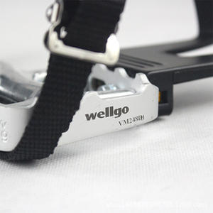 Pédales de vélo Wellgo VM248RJ en alliage d'aluminium avec design « bouche de chien » pour vélos à pignon fixe et vélos de route - Product Image 1
