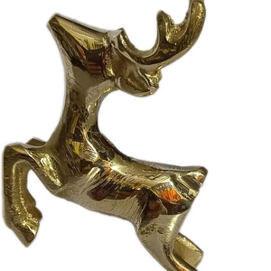 Elegante estatua de ciervo de latón con piernas levantadas, vajilla de Reno para correr, pieza de exhibición para decoración del hogar - Product Image 1