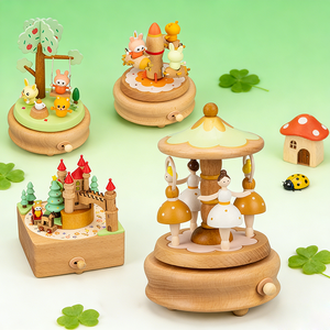 Kit de Caja Musical Personalizada de Madera con Diseño de Animales, Carrusel en Stock, Excelente Regalo para Niños - Product Image 2