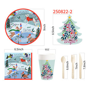 DAMAI Noël Assiettes à dessert jetables Noël Arbre <span class=keywords><strong>de</strong></span> Noël <span class=keywords><strong>en</strong></span> forme d'assiette <span class=keywords><strong>en</strong></span> <span class=keywords><strong>papier</strong></span> Tasses Serviettes pour Noël Décorations extérieures - Product Image 1