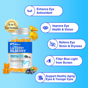 Gomas de Mirtilo com Luteína de Marca Própria com Mirtilo, Astaxantina, Ômega 3, Vitamina C, E Suplemento para Saúde Ocular para Adultos e Crianças - Product Image 5