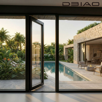 Puerta Batiente con Marco de Aluminio con Rotura de Puente Térmico, Aislamiento Acústico, Doble Vidrio Templado, Diseño Moderno para Dormitorio, Villa, Hotel, Supermercado, Exterior