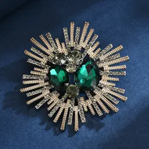 Overdreven Kristallen Broche Luxe Vrouwen Feest Strass Broches Korting Prijs Wervelen Ronde Kristallen Goedkope Pinnen