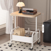 Chariot à roulettes à double niveau, 2 étages, armoire de rangement mobile de haute qualité, étagères, table d'appoint, bois, métal, écologique, moderne