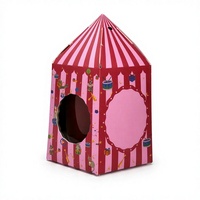 Boîte en carton rigide personnalisée en forme de maison avec couvercle en forme de cloche et fenêtre ronde pour emballage cadeau, coffret de bougies de fêtes