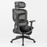 Chaise de bureau de direction ergonomique à dossier haut avec support lombaire en maille, pivotante, avec repose-pieds, confortable