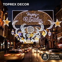 Luz LED Decorativa con Motivo de Estrella y Luna Creciente para Ramadán y Eid Al Fitr, Fabricación OEM/ODM/IDM, para Decoración de Calles en Fiestas Musulmanas