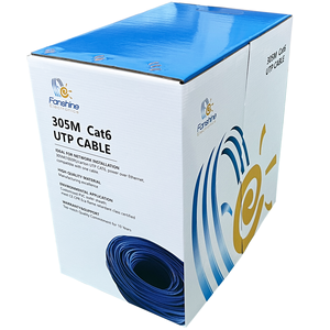 Fanshine chất lượng tốt nhất Cat6 305m/cuộn <span class=keywords><strong>UTP</strong></span> 1000ft 23AWG rắn PVC PE màu xanh số lượng lớn Ethernet LAN Cáp 100% sản phẩm mới - Product Image 1