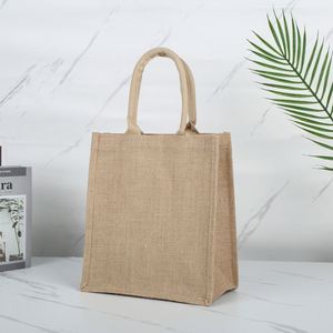 High Quality Custom Small Reusable Shopping Grocery Burlap Jute Tote Bag Plain Wholesale With Custom Printed Logo - Product Image 3