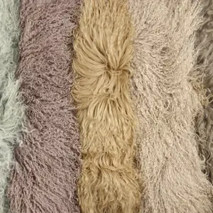 60x120cm Wholesale Supplier High Quality Long Curly Hair Mongolian Lamb Fur Plate