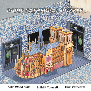 Kit <span class=keywords><strong>DIY</strong></span> pour entrepôt américain, jouets assemblés à la main, modèle de la Cathédrale de Paris TG511, puzzle 3D en bois, 101-500 pièces, facile à assembler - Product Image 2