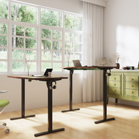 Bureau électrique assis-debout à cadre noir et finition bois, plateau deux pièces, hauteur réglable, moteur simple, 2 niveaux, pour bureau