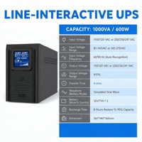 UPS Interaktif Line 1000VA/600W  Catu Daya dengan Cadangan Baterai untuk PC/Router/POS, Perlindungan Beban Berlebih, 110/120VAC, 12V9AH