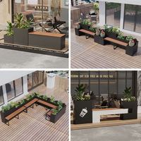 Grandes chaises longues rectangulaires modernes d'extérieur avec jardinières décoratives en métal pour la décoration de centres commerciaux pour l'affichage de pots de fleurs