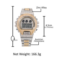 Montre LED numérique étanche pour enfants, montre personnalisée plaquée or 18 carats, montre de jour glacée, montres hip hop de luxe avec diamants
