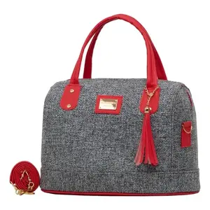 Bolso Tote para Mujer Fana Jordin, Mediano, de Tela de Algodón con Estampado Floral, Asas Rojas, para Almacenamiento de Alimentos - Product Image 1