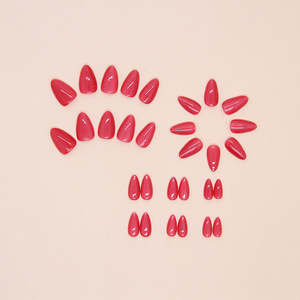 <span class=keywords><strong>Uñas</strong></span> Postizas Acrílicas Color Rojo Rosa, Estilo Almendrado Mediano, <span class=keywords><strong>Uñas</strong></span> Falsas de Color Sólido Personalizadas, Proveedores de <span class=keywords><strong>Uñas</strong></span> Postizas - Product Image 4