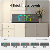 Sveglia Digitale in Legno per Camera da Letto, Grande Display per Soggiorno, Retroilluminazione Multicolore, Doppio Allarme, DST, Funzione Snooze