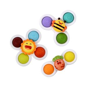 Becho Toy <span class=keywords><strong>2026</strong></span> Neu 3er-Set Plastik-Tier-Windmühlen-Rasseln, drehbare Fidget-Sensorik-Badespielzeuge mit Saugnapf für Babys - Product Image 1