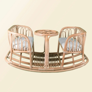 Chaise de relaxation pour bébé en rotin naturel ODM, banc à bascule à double siège pour enfants, chaises inclinables en osier pour chambre d'enfant, chambre d'enfant - Product Image 3