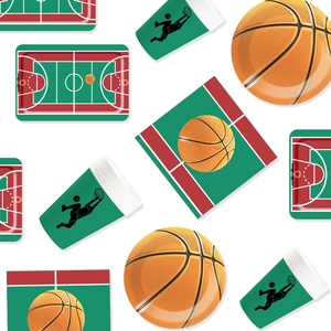 DAMAI - Juego de Platos de Papel para Decoración de Fiestas de Baloncesto, Incluye Platos, Vasos y Servilletas de Papel para Fiestas Deportivas de Niños - Product Image 2