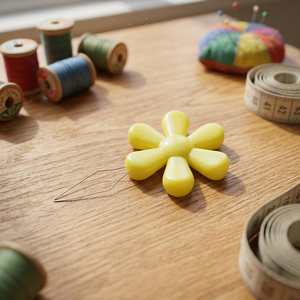 AA0268 Flower <b>Needle</b> <b>threader</b> |Yellow Plastic Flower <b>Needle</b> <b>Threader</b> for Sewing Accessory Simple Round Shape Colorful Design - Product Image 2