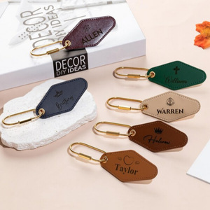 Portachiavi Personalizzato Elera in Pelle PU Vintage con Stampa UV a Forma di <span class=keywords><strong>Diamante</strong></span>, Ciondolo Retrò per Hotel e <span class=keywords><strong>Motel</strong></span>, Charm per Borsa - Product Image 4