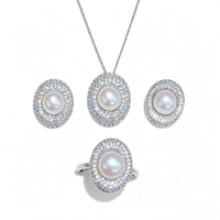 Set Perhiasan Planet Telur Goreng Berkilau Baru, Gaya Segar Elegan untuk Sehari-hari, Mutiara Air Tawar Sekitar 9mm, Perhiasan Fashion Wanita
