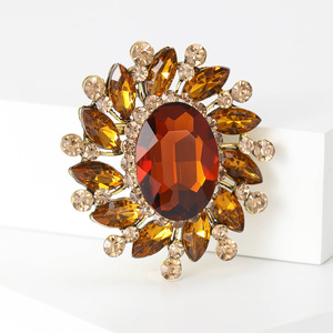 Broche Vintage Oval com Strass, Estilo Barroco, Halo Duplo, Flor de Girassol, para Mulheres, Alfinete de Lapela para Banquete, Ornamento para Vestido - Product Image 5