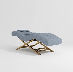 Muebles de Salón de Belleza Modernos y Lujosos en Rosa Dorado, Cama de Spa Facial Ajustable y Reclinable para Cejas y Pestañas en Venta - Product Image 5