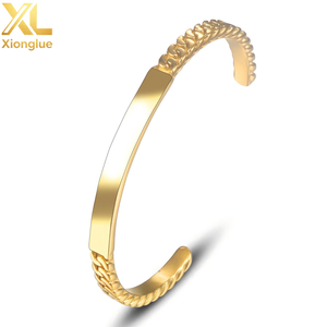 Custom Engraved Stainless Steel Adjustable Bracelet Fashion Pop Minimalist 18k Gold Shiny Twist Opening <b>Bangle</b> <b>Men</b> Women Party - Product Image 1