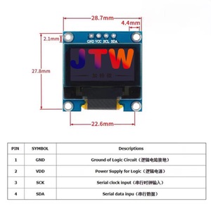 จอแสดงผล OLED ขนาด 0.96 นิ้ว 128x64 อินเทอร์เฟซ I2C โมดูลหน้าจอสีน้ำเงิน SSD1306 - Product Image 1