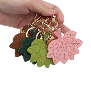 Lucky Charms PU Leather Light Keychain Stylish Bag Charm Key Chains Leaf Shape <b>Keyring</b> Pendants - Product Image 2