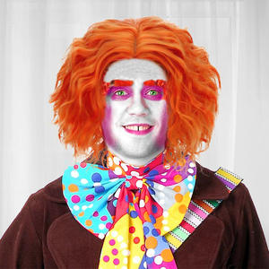 Peluca de Cosplay de Sombrerero Loco de Alicia en el País de las Maravillas, Disfraz de Halloween, Sintética, Encaje Completo, Rizo Rizado, Marrón Claro, Larga, 150% de Densidad - Product Image 6