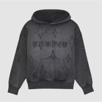 Logo personnalisé noir gothique veste surdimensionnée homme français éponge poids lourd pull Vintage acide lavage soleil délavé sweat à capuche