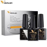 Kit de couche de finition de base 3pcs * Venalisa Professional Use Only 7.5ml Acide Free Nail Gel Polish Set