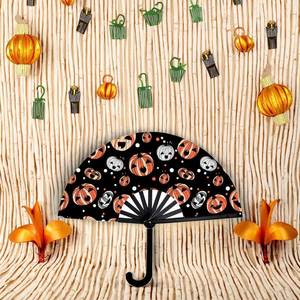 Abanico Plegable Grande de Plástico y Tela con Diseño Tallado, Esencial para Festivales de Música, Decoración Elegante, Accesorio EDM para Fiestas, Abanico de Clic - Product Image 6