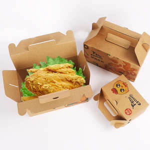 Vente en gros de papier personnalisé poignée de boîte d'emballage de restauration rapide papier à emporter de qualité alimentaire de poulet frit pour poulet autres articles de <span class=keywords><strong>menu</strong></span> - Product Image 6
