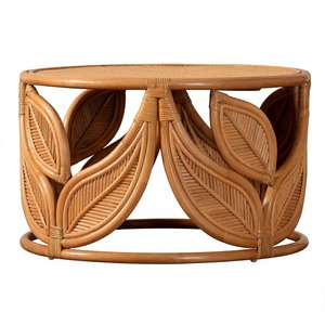 Custom OEM Modern Eco -Friendly <b>Brown</b> Rattan Round Pedestal Accent <b>Table</b> High Quality Variety Colors Choices from Vietnam - Product Image 1